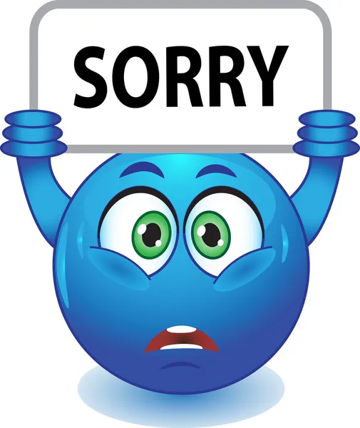 Blue smiley apologizes — Stock Vector