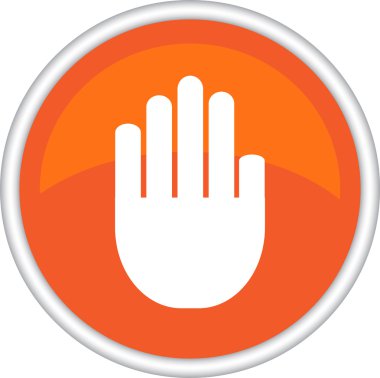 Round icon with the image of a hand clipart