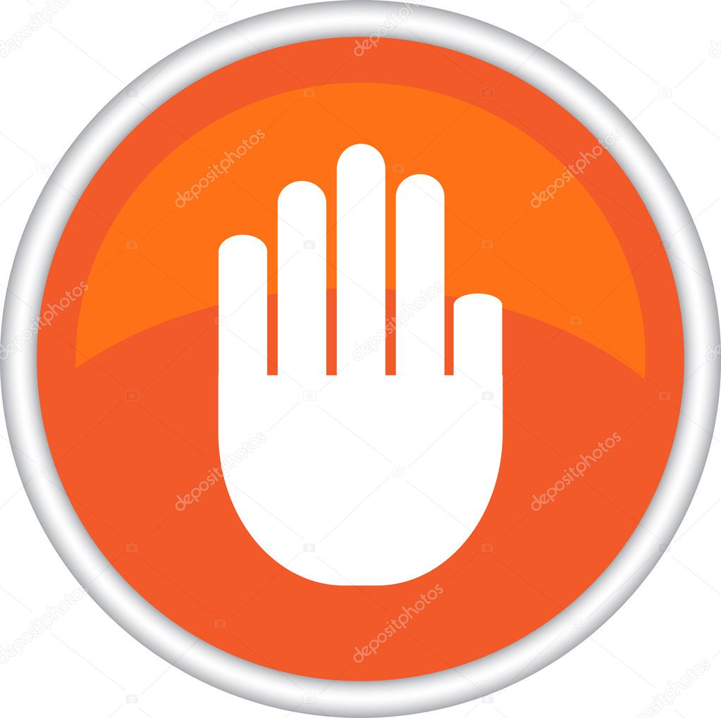 Round icon with the image of a hand