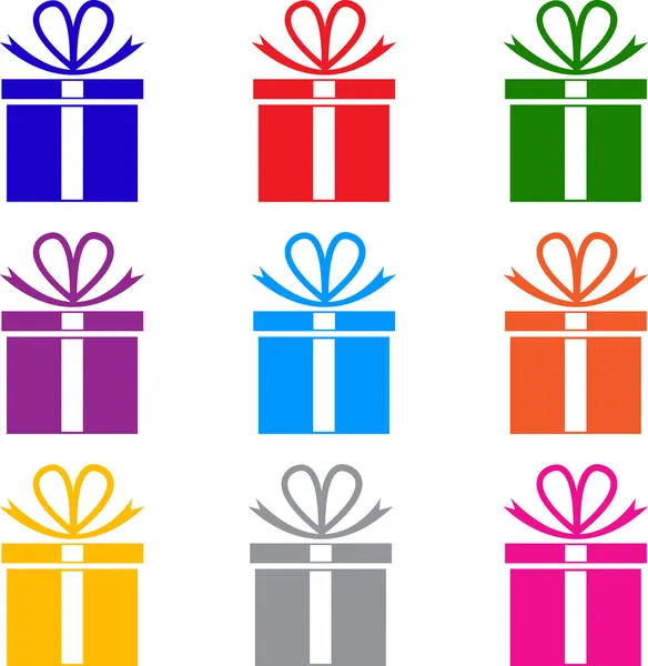 Vector conjunto de símbolos de caja de regalo de colores — Archivo Imágenes Vectoriales