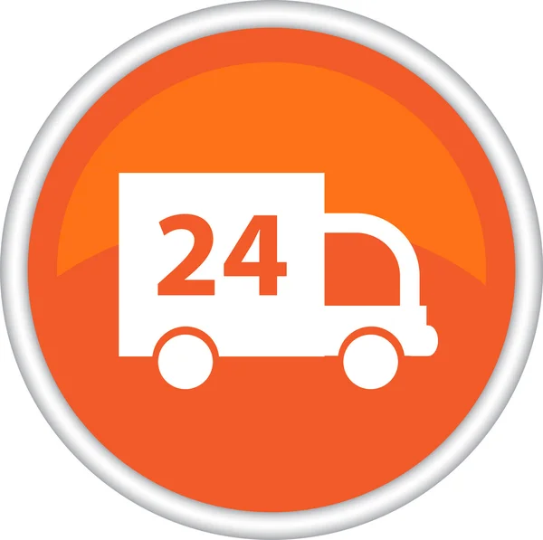 24-uurs levering vrachtwagen pictogram — Stockvector