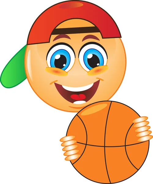 Sourire, basket, ballon — Image vectorielle