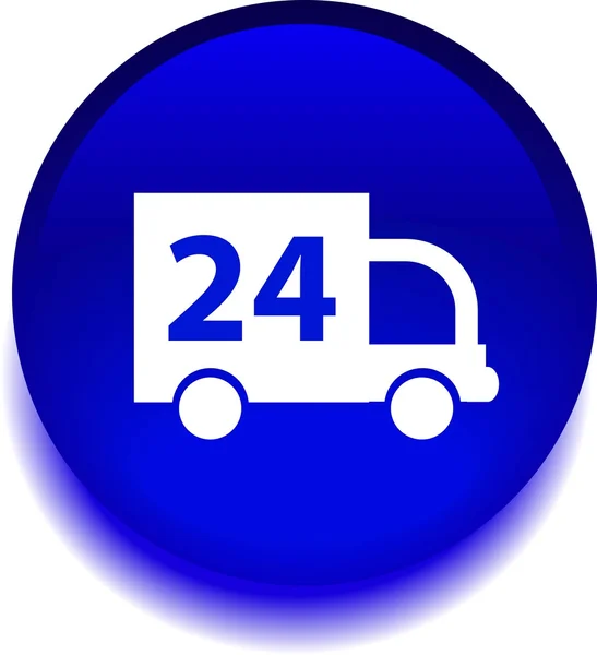 24-uurs levering vrachtwagen pictogram — Stockvector