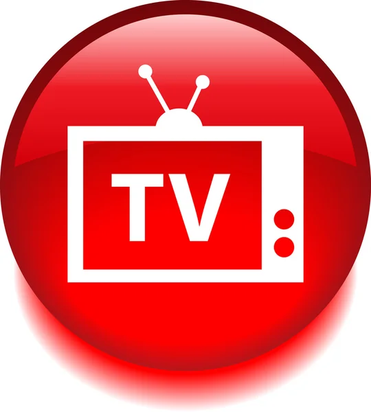 Icono redondo con la imagen del televisor — Vector de stock