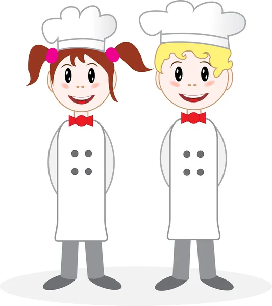 Garoto e menina chefs — Vetor de Stock