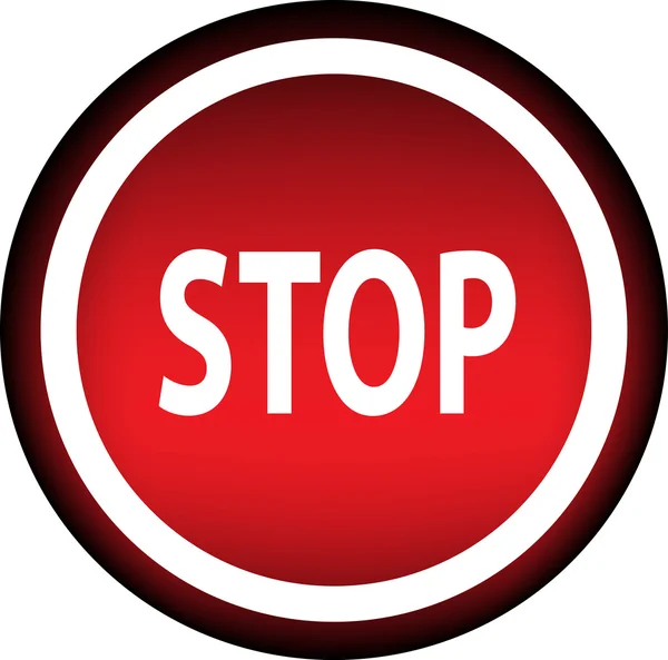 Botón rojo con la palabra STOP — Vector de stock