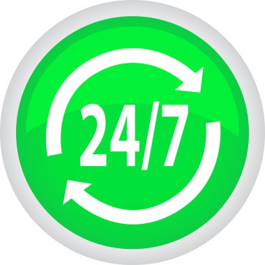 vektör 24 saat yeşil düğme