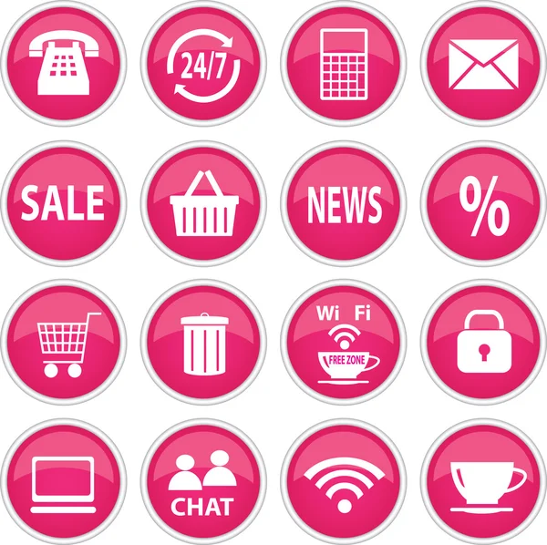 Round pink vector icons — Stock Vector