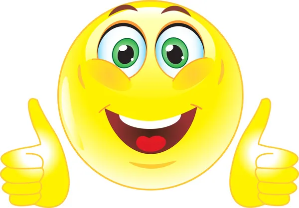 Gele smiley laat zien dat alles goed is — Stockvector