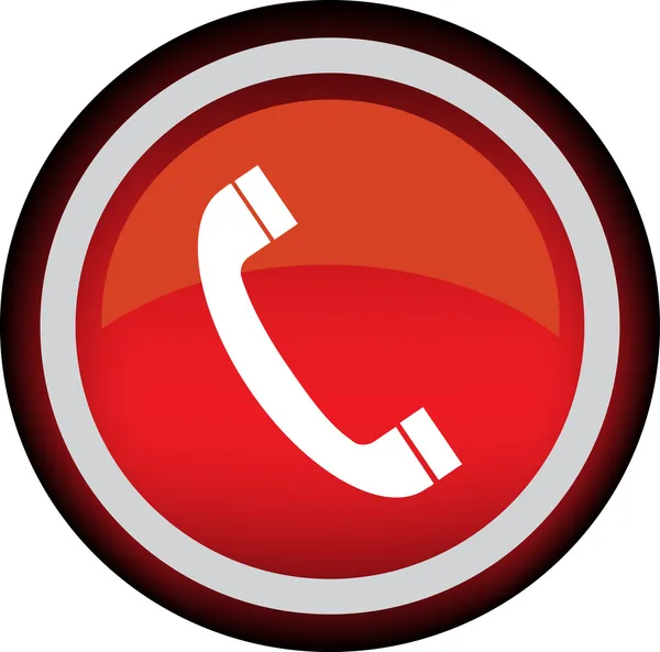 Tombol merah ikon telepon - Stok Vektor
