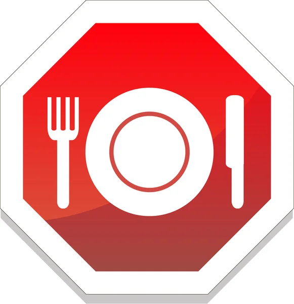 Símbolo del restaurante con plato, tenedor, cuchillo — Vector de stock
