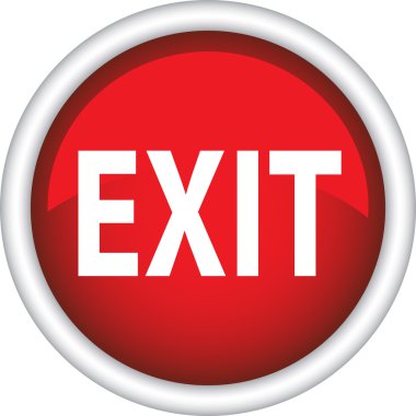 Kırmızı vektör simgenin etiketi - çıkış