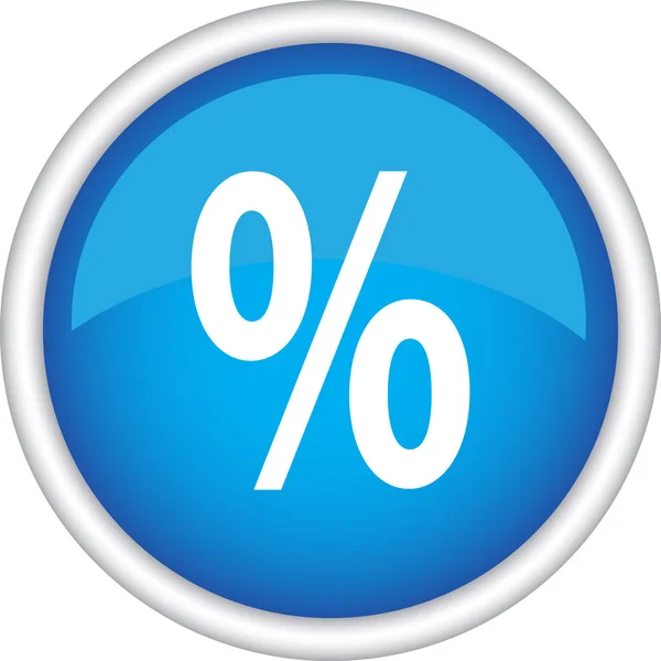 Percent round blue button — Stock Vector