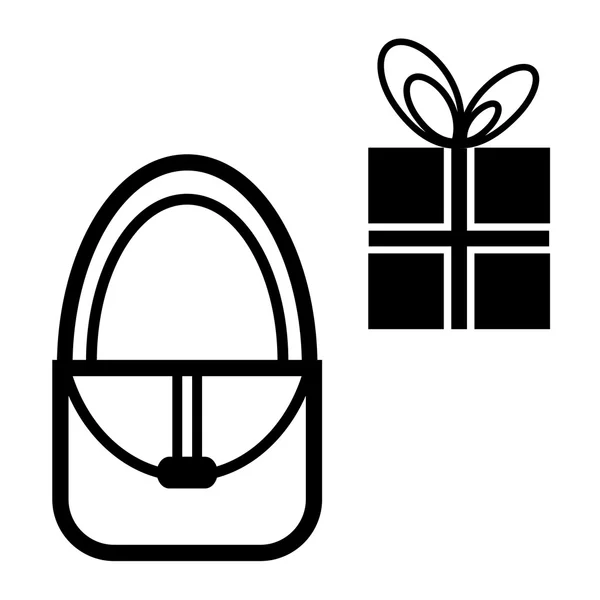 Signe de cadeau et sac à main — Image vectorielle