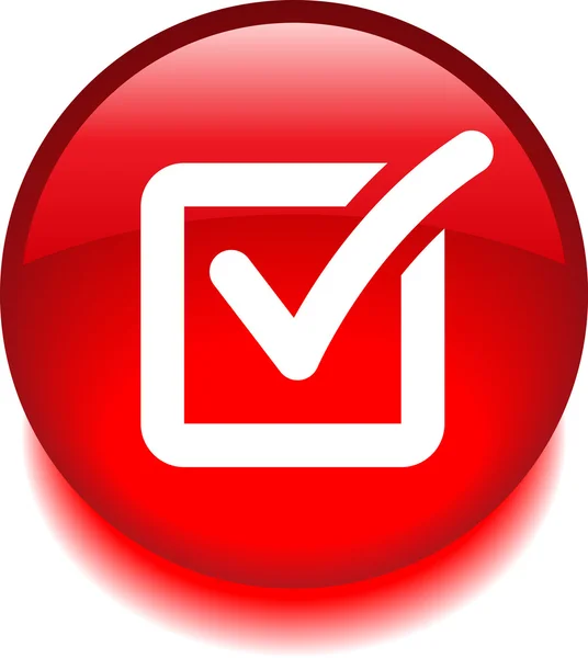 Botón rojo de verificación — Vector de stock