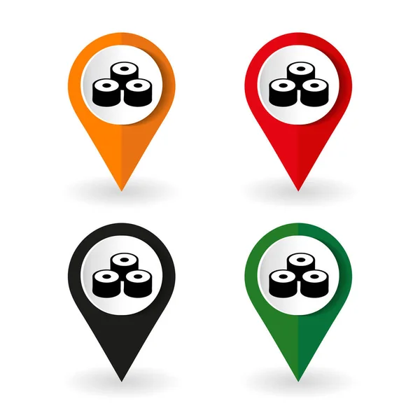 Map Marker Icon Sushi Rolls Vector Illustration — Stock Vector
