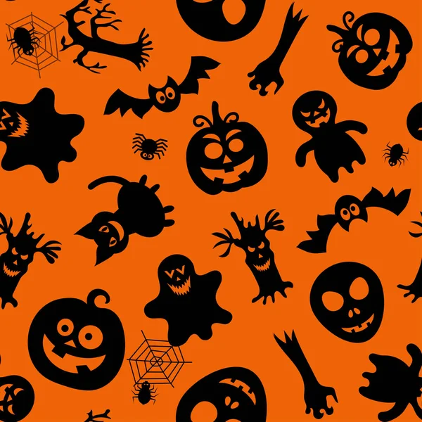 Design Halloween Símbolos Halloween Fantasma Morcego Abóbora Estilo Cartoon Ilustração — Vetor de Stock