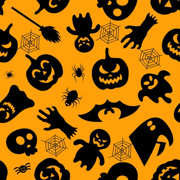 Design Halloween Símbolos Halloween Fantasma Morcego Abóbora Estilo Cartoon Ilustração — Vetor de Stock