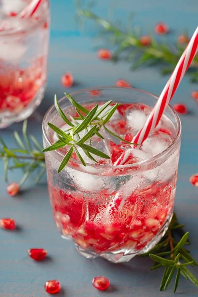 Água de romã infundida com gelo, refrescante frio e bebida de desintoxicação — Fotografia de Stock