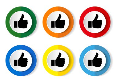 Vektör simgesi seti, modern tasarım, web düğmeleri ile 6 renk seçeneği içeren düz tasarım resimleme gibi