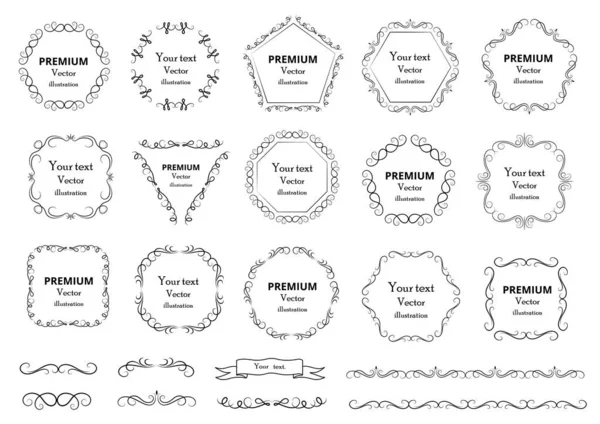 Elementi Design Calligrafico Rotoli Decorativi Pergamene Cornici Vintage Fiorisce Etichette — Vettoriale Stock