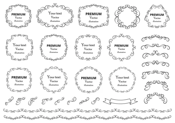 Elementos Design Caligráfico Redemoinhos Decorativos Pergaminhos Molduras Vintage Floresce Rótulos — Vetor de Stock