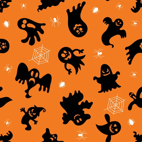 Padrão Vetor Sem Costura Para Design Halloween Símbolos Halloween Fantasma — Vetor de Stock