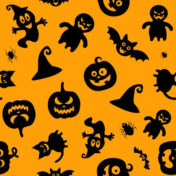 Padrão Vetor Sem Costura Para Design Halloween Símbolos Halloween Fantasma — Vetor de Stock