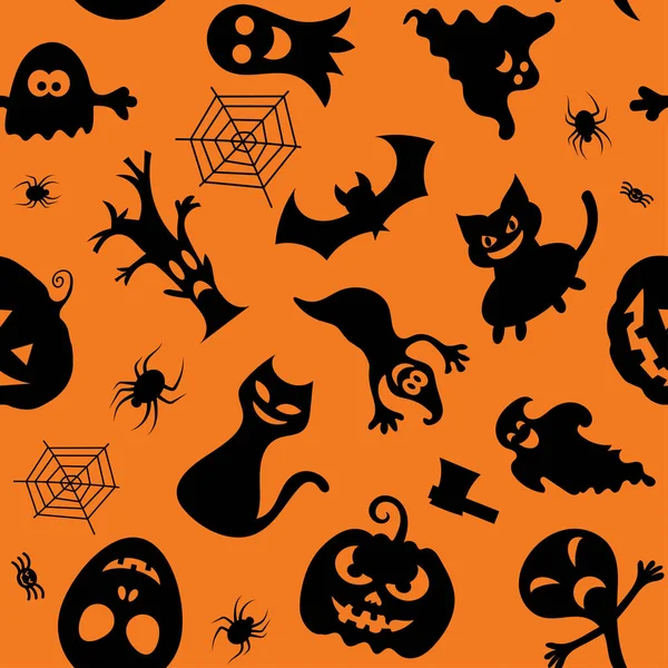 Naadloze Vector Patroon Voor Halloween Ontwerp Halloween Symbolen Pompoen Geest — Stockvector