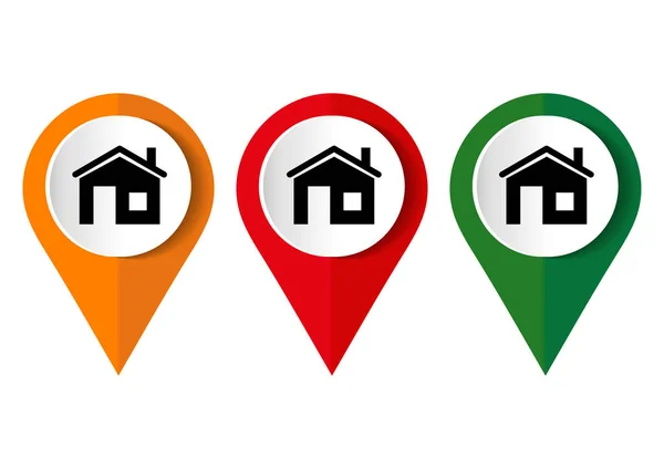 家庭概念矢量图标集 平面设计房地产指针 信息模板 — 图库矢量图片