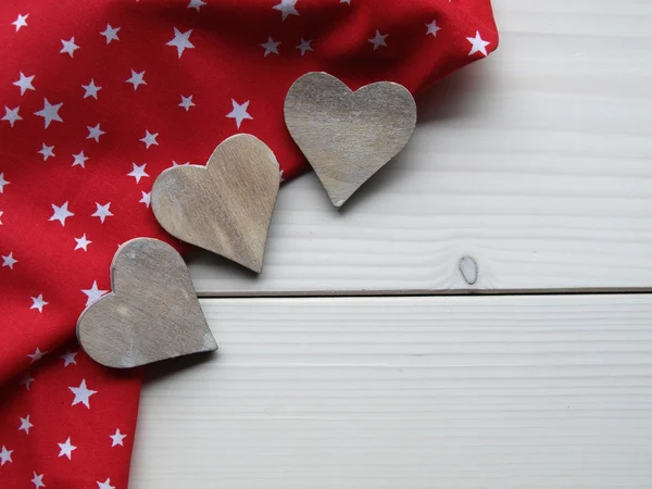 Wooden background with hearts — Stock Photo, Image