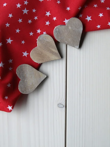 Wooden background with hearts — Stock Photo, Image