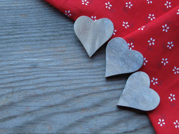 Wooden background with hearts — Stock Photo, Image