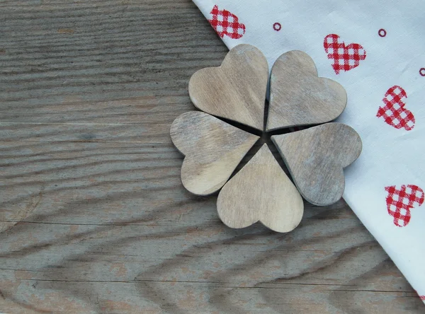 Wooden background with hearts — Stock Photo, Image