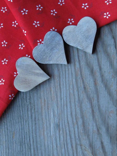 Wooden background with hearts — Stock Photo, Image