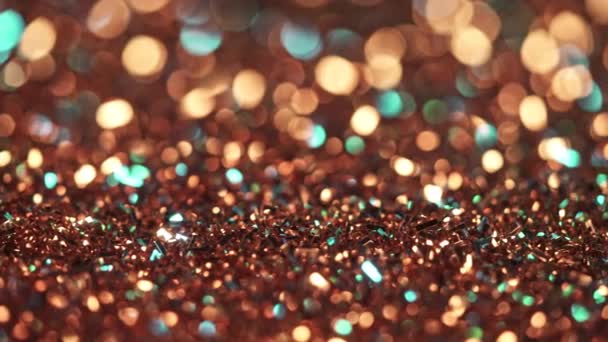 Festive glitter background. Colorful neon light. Transitions for modern art project. Abstract sparkles shining, beautiful texture, bokeh. – stockvideo