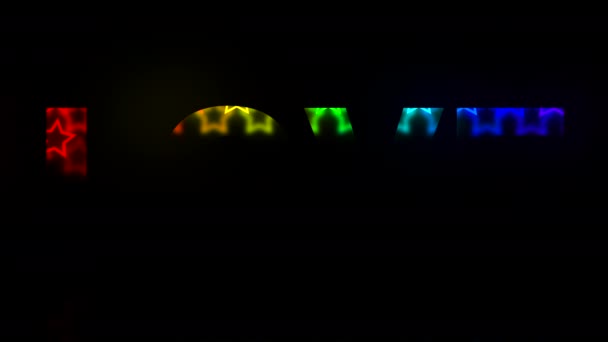 Text Regenbogenanimation 2D. Animierte Sterne in Buchstaben, Liebe auf schwarzem Hintergrund. Valentinstag. Abstraktes romantisches Konzept für das Projekt — Stockvideo