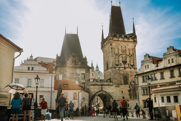 Prague Czech Republic July 2022 People Tourists Walking Famous Medieval — Stock Photo, Image