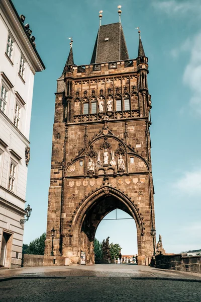 Torre Ponte Cidade Velha Ponte Charles Karluv Most Praga República — Fotografia de Stock