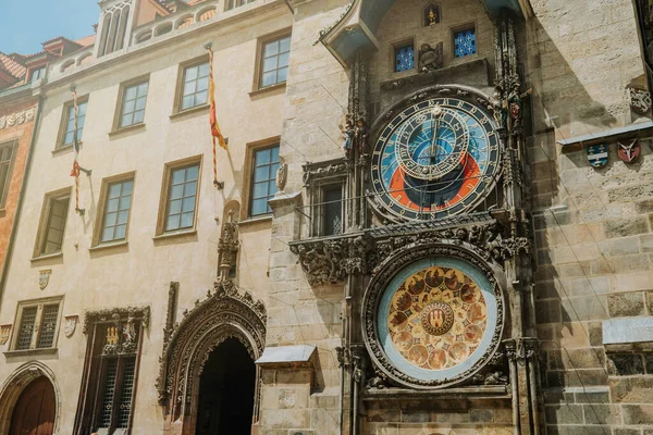 Исторические Средневековые Астрономические Часы Праге Староместская Площадь Чехия Европейская Столица — стоковое фото
