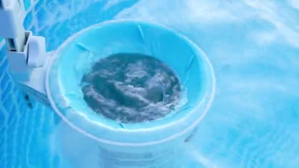 Mantenimiento Piscina Skimmer Cesta Recoge Suciedad Basura Equipo Del Sistema — Vídeo de stock