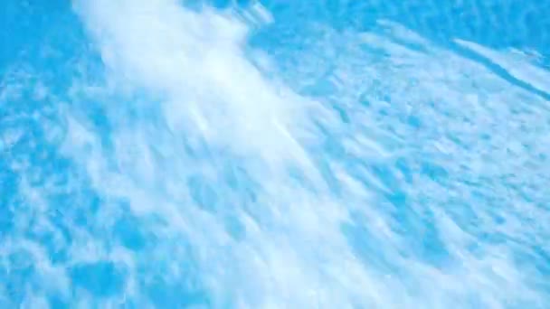 Clean Blue Water Surface Texture Swimming Pool Side View Summer — Stock Video