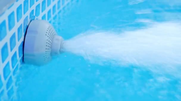 Arbeitsweise Des Filtersystems Für Unterwasseraustragsdüsen Transparente Wasserbewegung Durch Filterung Schwimmbad — Stockvideo