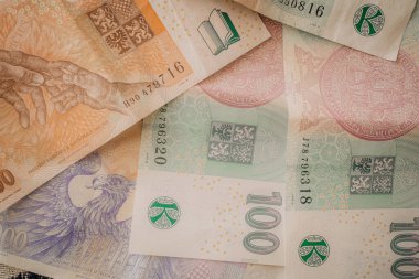 Çek nakit parası yakın plan. Çek Krallığı. Ceska koruna. Yeni banknotlar. Para politikası. Küresel ticaret Yüksek kalite fotoğraf