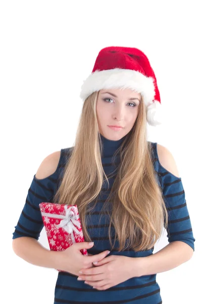 Chica joven feliz con caja de regalo — Foto de Stock