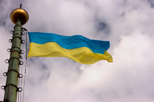 Drapeau de l'Ukraine se développe — Photo