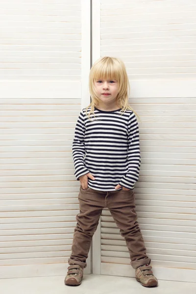 Girl 3 years old dressed as a boy — Stock Photo, Image