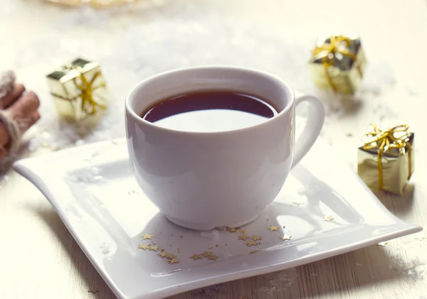 Christmas cup with tea — Stock Photo, Image
