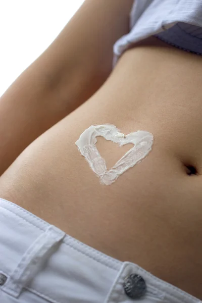 Belly with heart shape — Stock Photo, Image