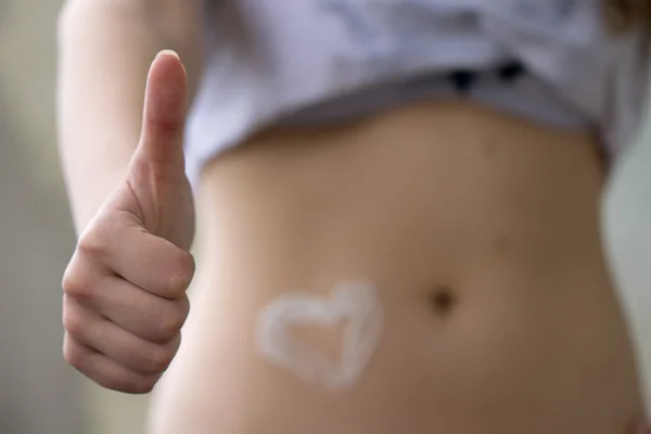 Belly with heart shape — Stock Photo, Image